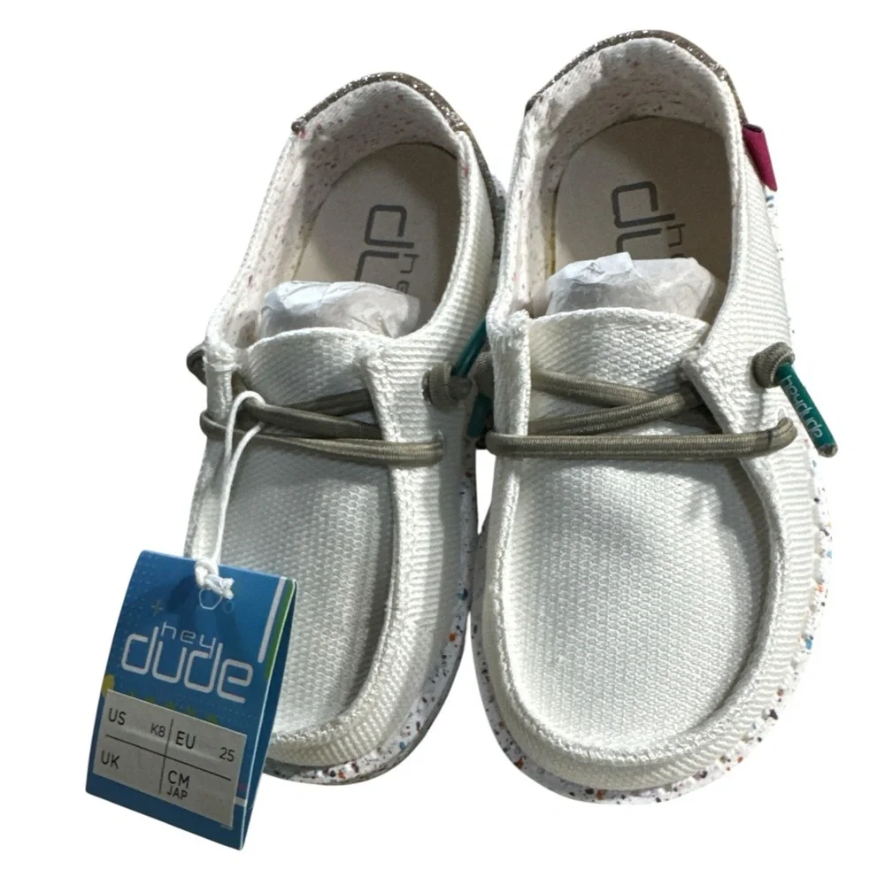 Hey Dude Wendy Toddler Disco White Slip-On Shoes Size K6 / EU 22 or K8 EU 25